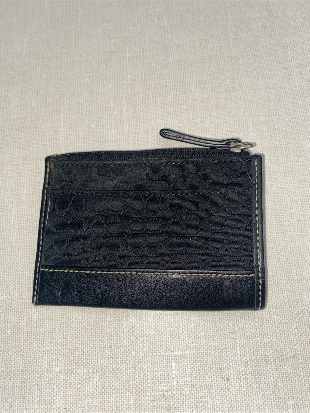 COACH VTG Leatherware  Coin Purse Wallet Black Jacquard Leather Trim - Picture 13 of 15